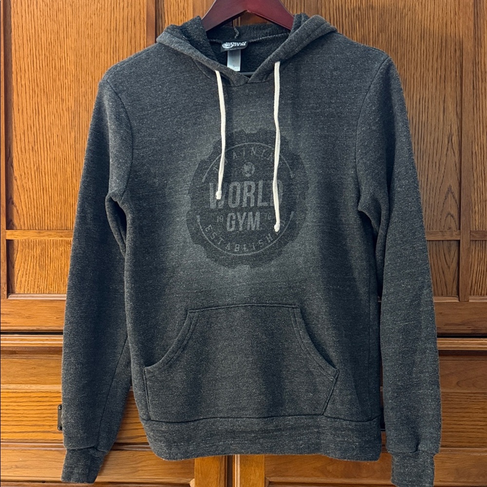 World’s Gym Training Pullover Hoodie Sweatshirt Muscle Faded VTG Y2K Inspired - Picture 5 of 6